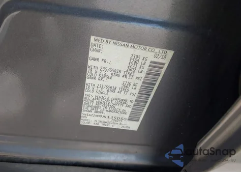 2018 Nissan Murano Sv из США, поврежденный, VIN 5N1AZ2MH0JN135050